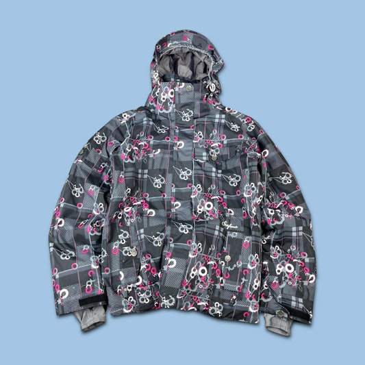 VINTAGE Y2K SURFANIC PLAID CHECKERED SKI JACKET BLACK