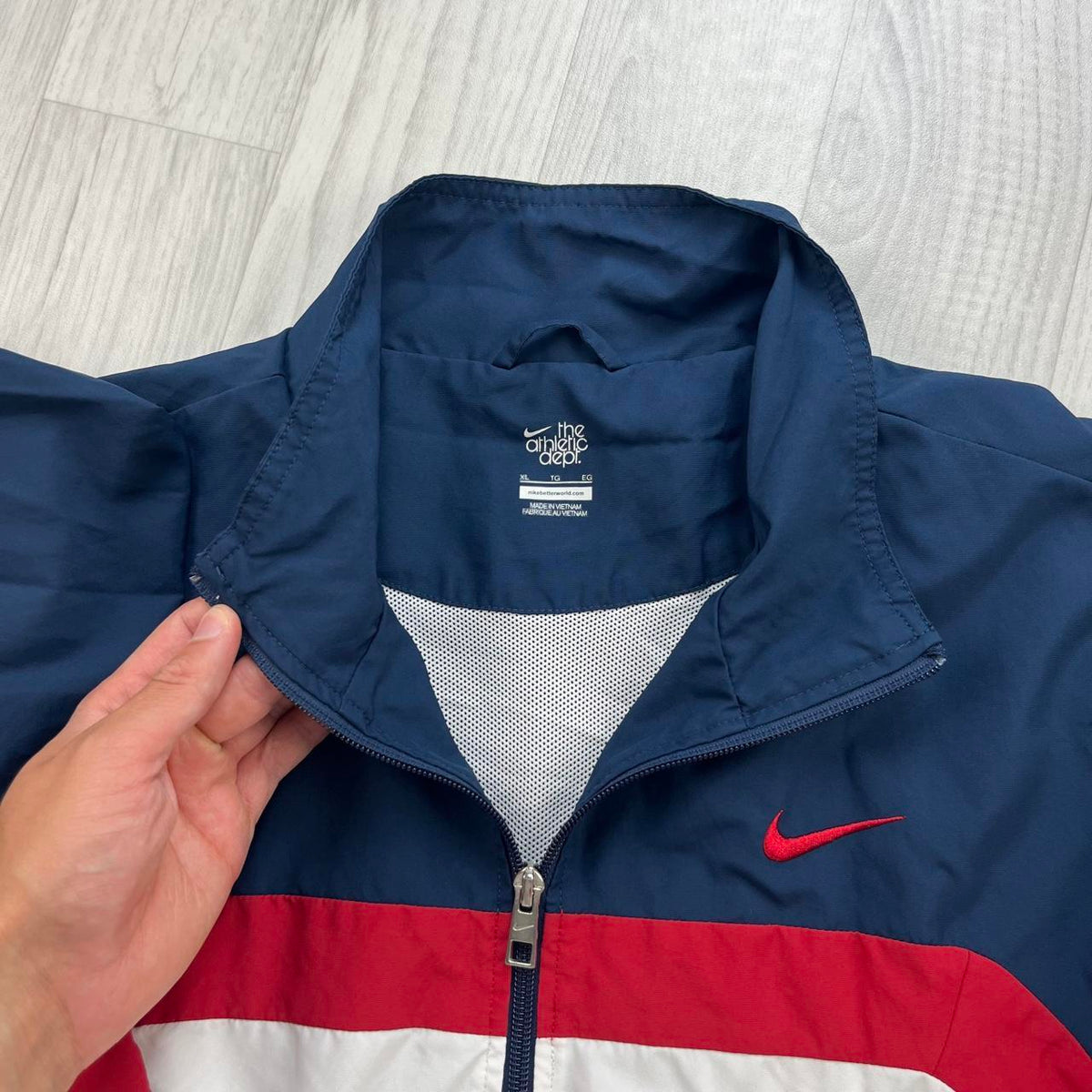VINTAGE Y2K NIKE WINDBREAKER TRACK JACKET WHITE / NAVY