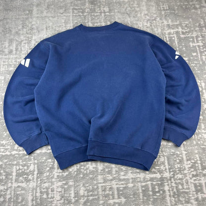VINTAGE 90s ADIDAS BIG LOGO BOXY SPORTY SWEATSHIRT NAVY