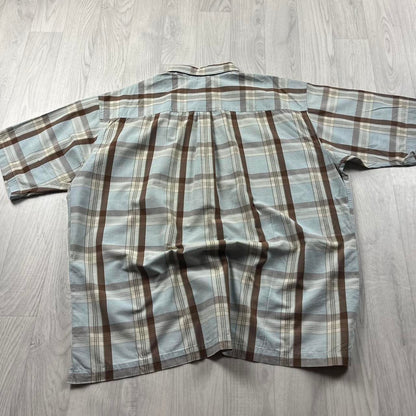 VINTAGE Y2K TIMBERLAND CHECKERED SHORT SLEEVE SHIRT LIGHT BLUE