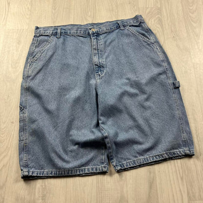 VINTAGE 00s WRANGLER BAGGY LOOSE CARPENTER JORTS BLUE