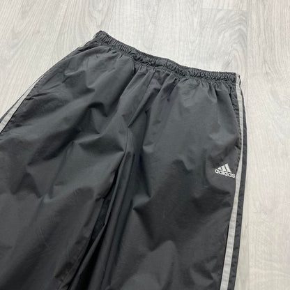VINTAGE 90s ADIDAS SIDE STRIPE BAGGY TRACKSUIT BOTTOMS GREY