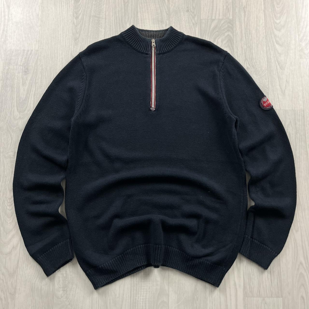 DIESEL CHUNKY RIBBED QUARTER ZIP KNITTED JUMPER NAVY