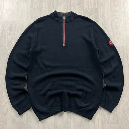 DIESEL CHUNKY RIBBED QUARTER ZIP KNITTED JUMPER NAVY