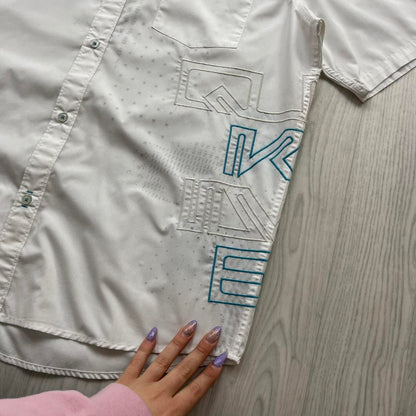 VINTAGE Y2K QUIKSILVER GRAPHIC SHORT SLEEVE SHIRT WHITE