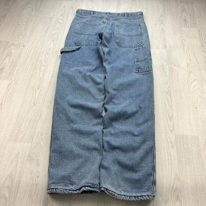 VINTAGE Y2K CROSSFIRE FLEECE LINED CARPENTER JEANS BLUE