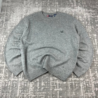 VINTAGE Y2K CHAPS CHUNKY KNITTED JUMPER GREY