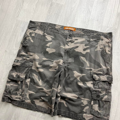 VINTAGE Y2K LEE BAGGY CAMO CARGO SHORTS GREY