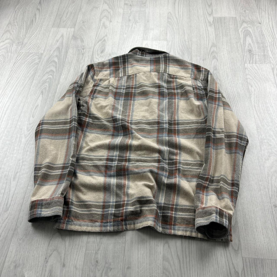 VINTAGE 00s PATAGONIA CHECKERED LONG SLEEVE BUTTON UP FLANNEL SHIRT BEIGE
