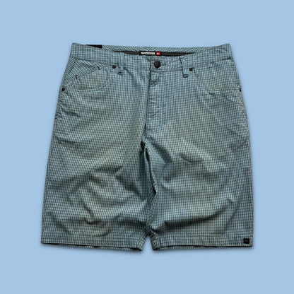 VINTAGE Y2K QUIKSILVER GINGHAM BAGGY BOARD SHORTS BLUE
