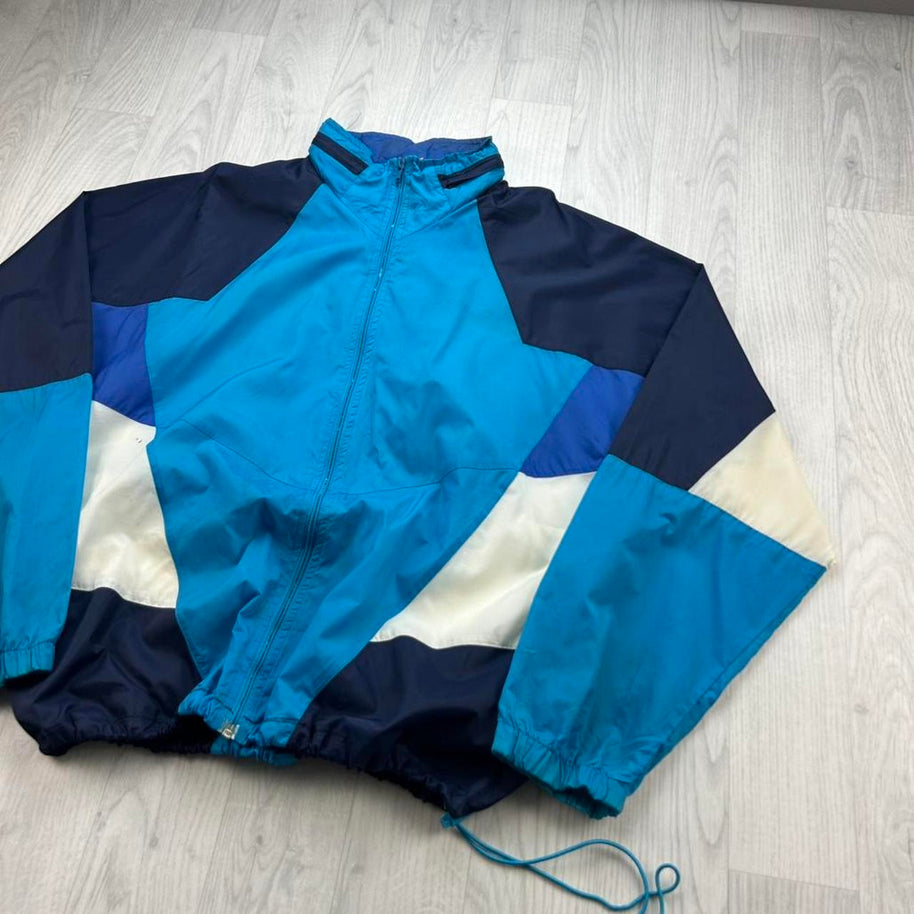 VINTAGE 90s NIKE COLOUR BLOCK WINDBREAKER JACKET BLUE