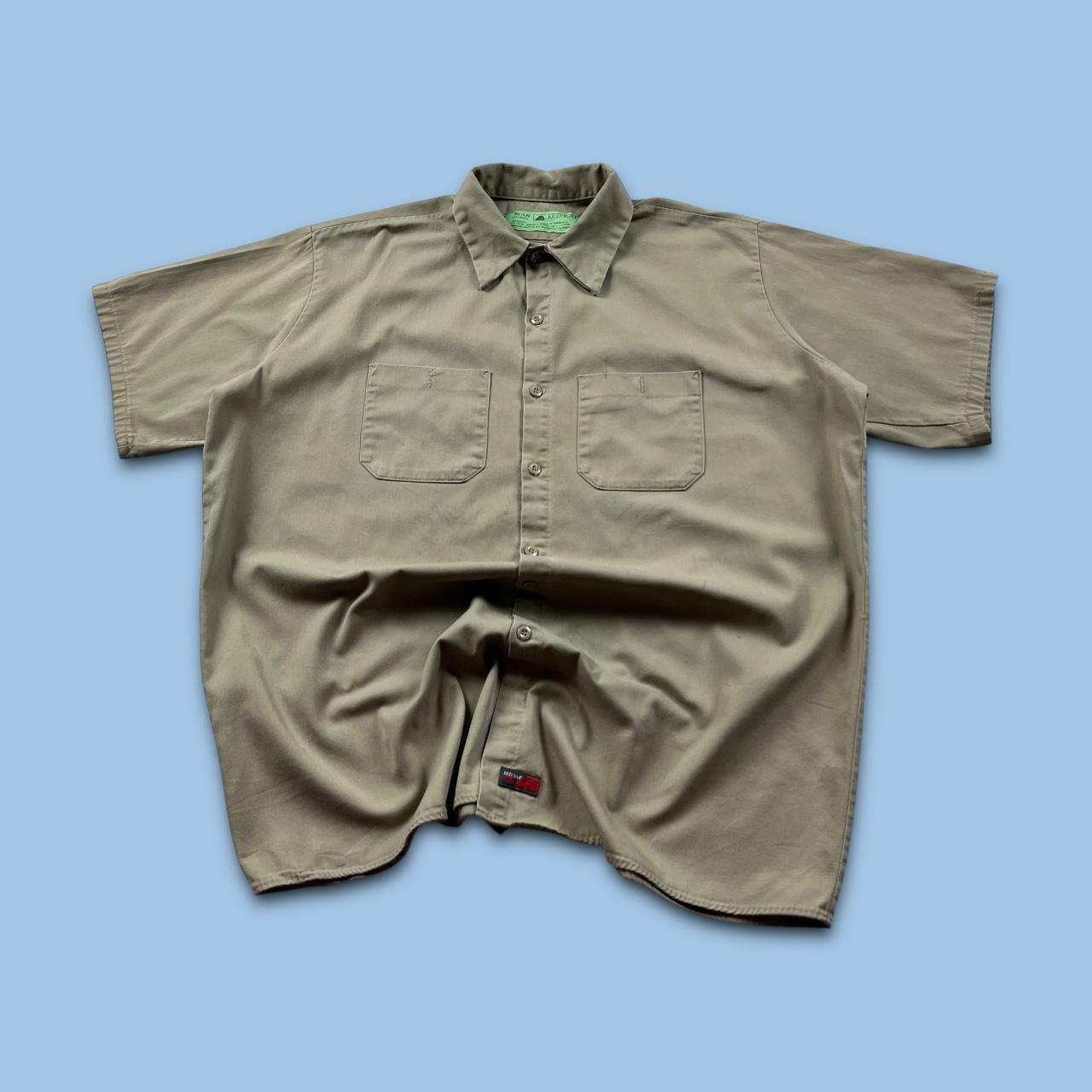 VINTAGE Y2K UTILITY SHORT SLEEVE SHIRT BEIGE