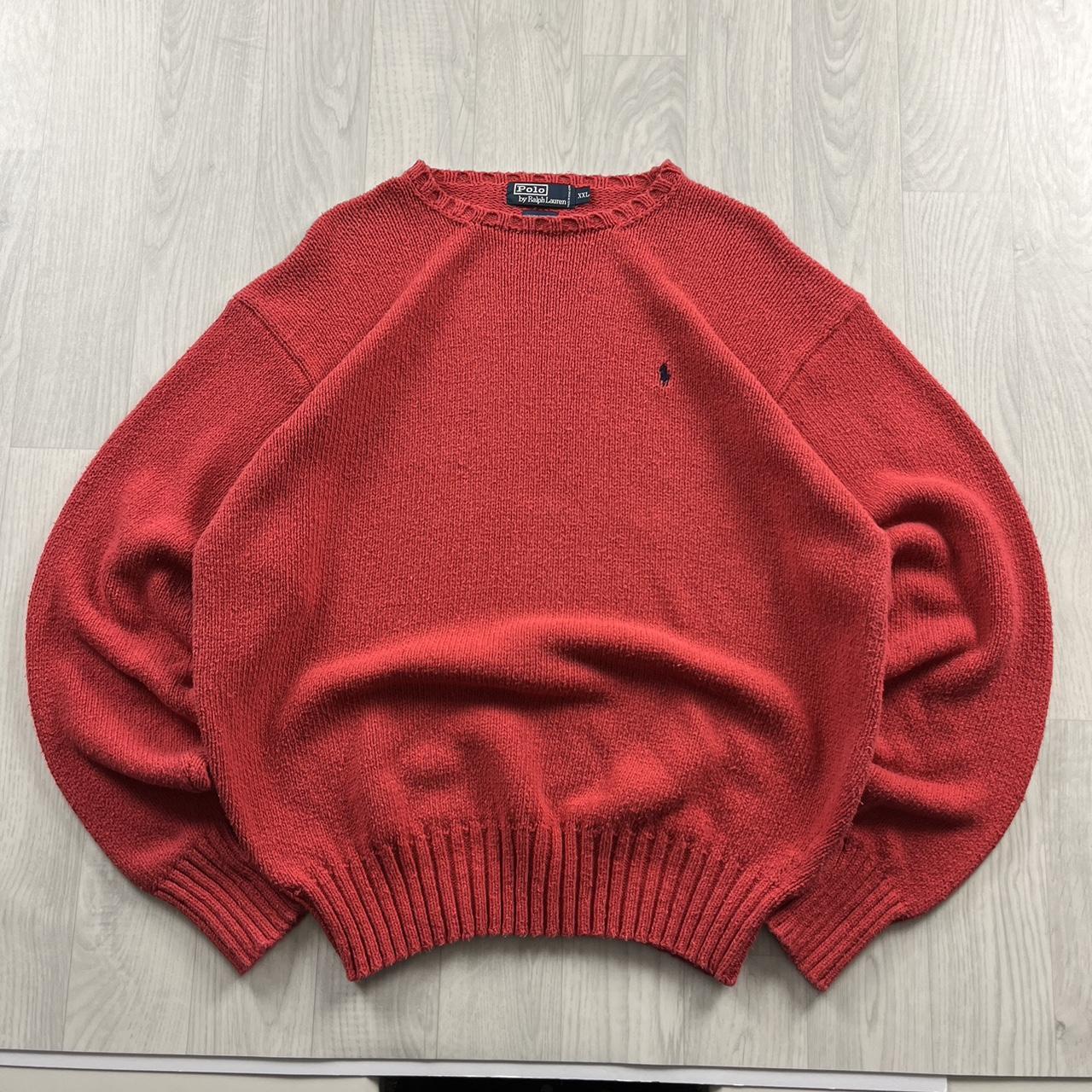 VINTAGE Y2K POLO RALPH LAUREN CHUNKY KNITTED JUMPER RED