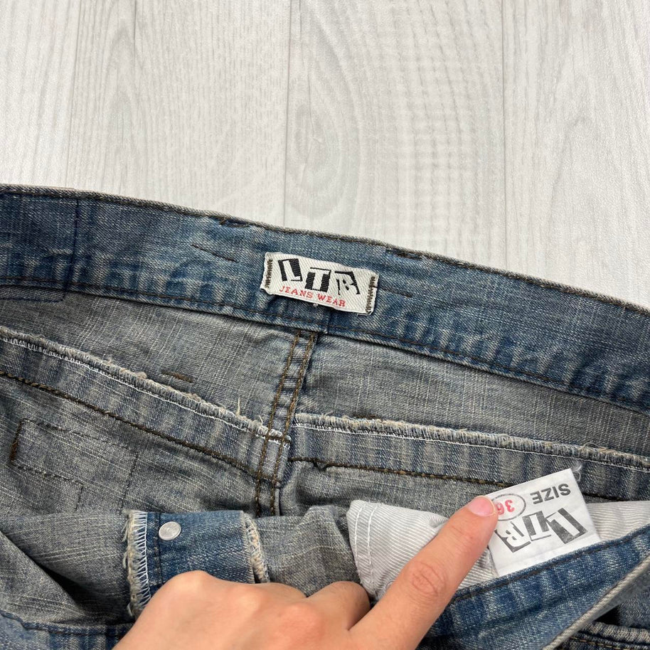 VINTAGE Y2K LITTLE BIG BOOTCUT EMBROIDERED JEANS BLUE