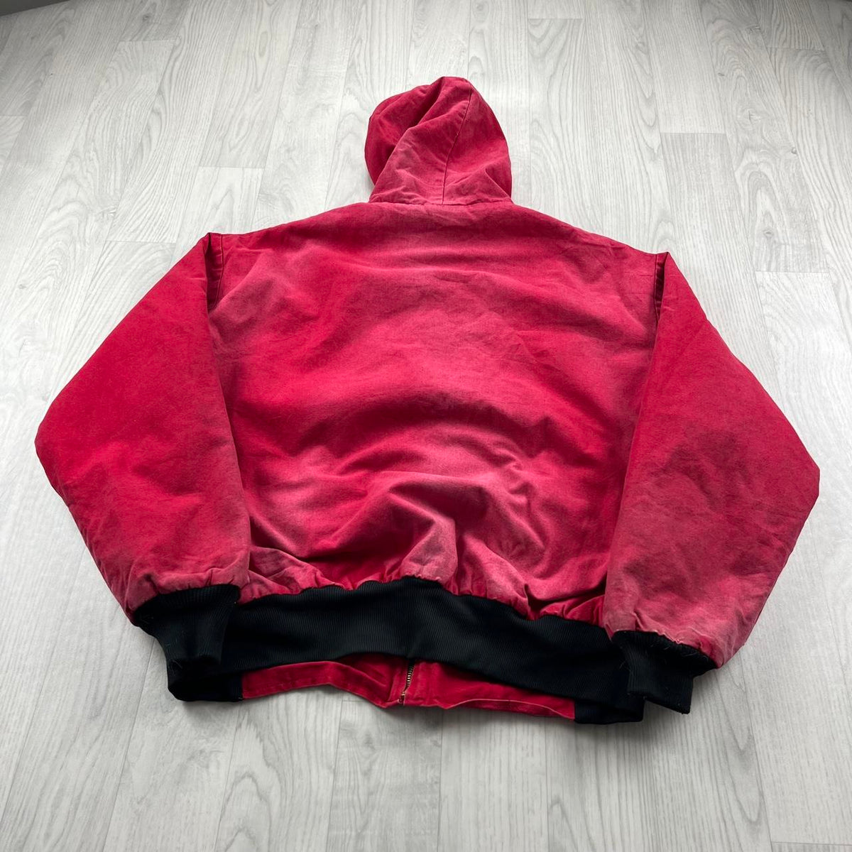 VINTAGE Y2K PELLA HOODED WORKWEAR BOMBER JACKET RED