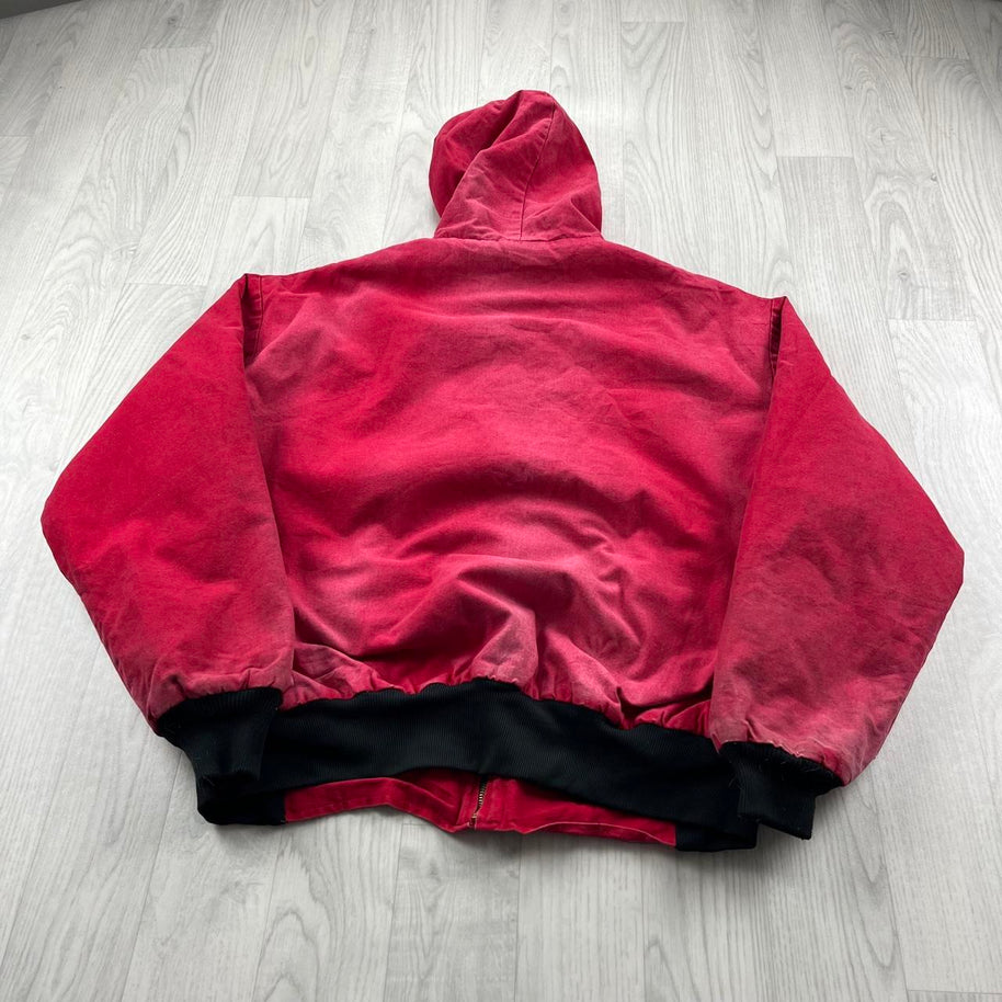VINTAGE Y2K PELLA HOODED WORKWEAR BOMBER JACKET RED