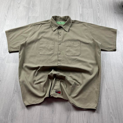 VINTAGE Y2K UTILITY SHORT SLEEVE SHIRT BEIGE