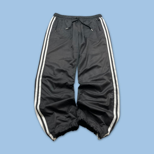VINTAGE Y2K ADIDAS TECHNICAL SIDE STRIPE BAGGY TRACKSUIT BOTTOMS BLACK