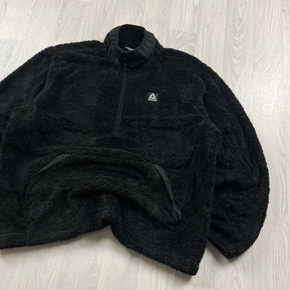 VINTAGE Y2K REEBOK QUARTER ZIP SHERPA FLEECE SWEATSHIRT BLACK
