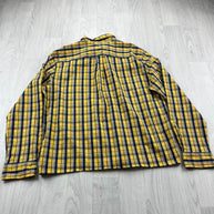 VINTAGE 00s CHAPS CHECKERED CROPPED LONG SLEEVE BUTTON UP SHIRT YELLOW