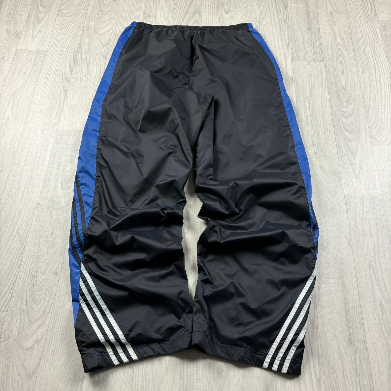 VINTAGE Y2K ADIDAS BAGGY TRACKSUIT BOTTOMS CHARCOAL GREY / BLUE