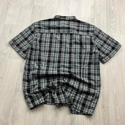 VINTAGE Y2K JACK WOLFSKIN CHECKERED SHORT SLEEVE BUTTON UP SHIRT BLACK