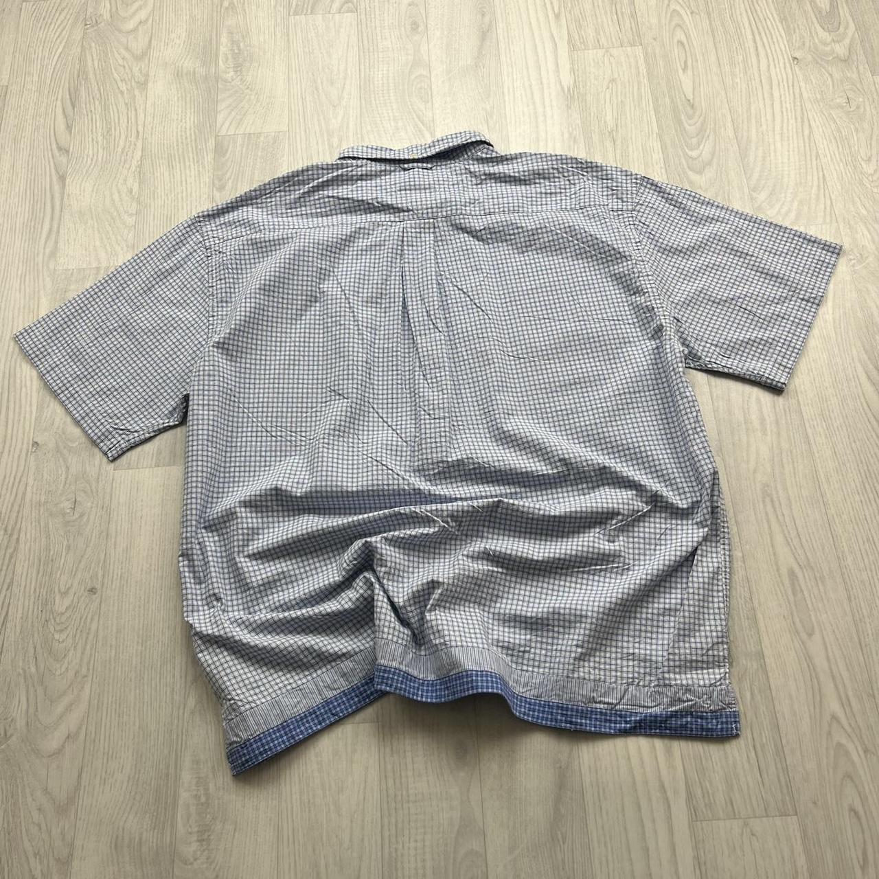 VINTAGE Y2K TOMMY HILFIGER GINGHAM SHORT SLEEVE BUTTON UP SHIRT LIGHT BLUE