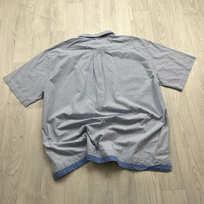 VINTAGE Y2K TOMMY HILFIGER GINGHAM SHORT SLEEVE BUTTON UP SHIRT LIGHT BLUE