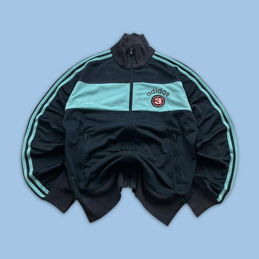 VINTAGE Y2K ADIDAS 3 ZIP UP TRACK JACKET NAVY / TURQUOISE