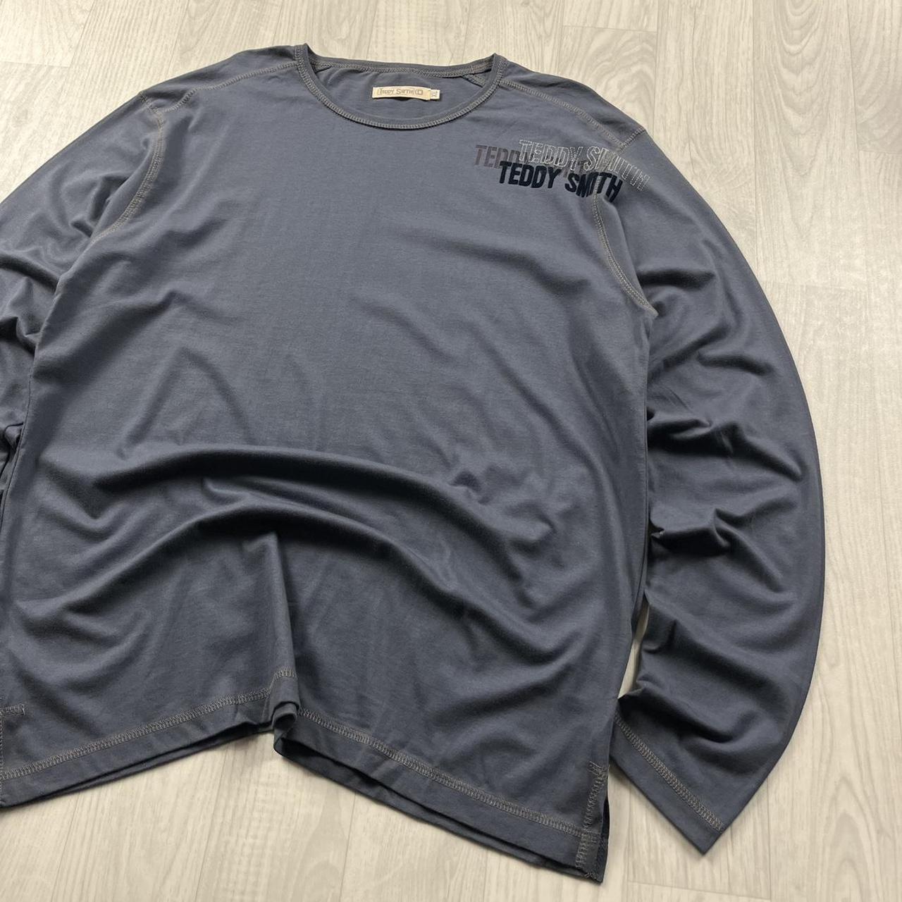 VINTAGE Y2K TEDDY SMITH GRAPHIC LONG SLEEVE SKATER T SHIRT BLUE