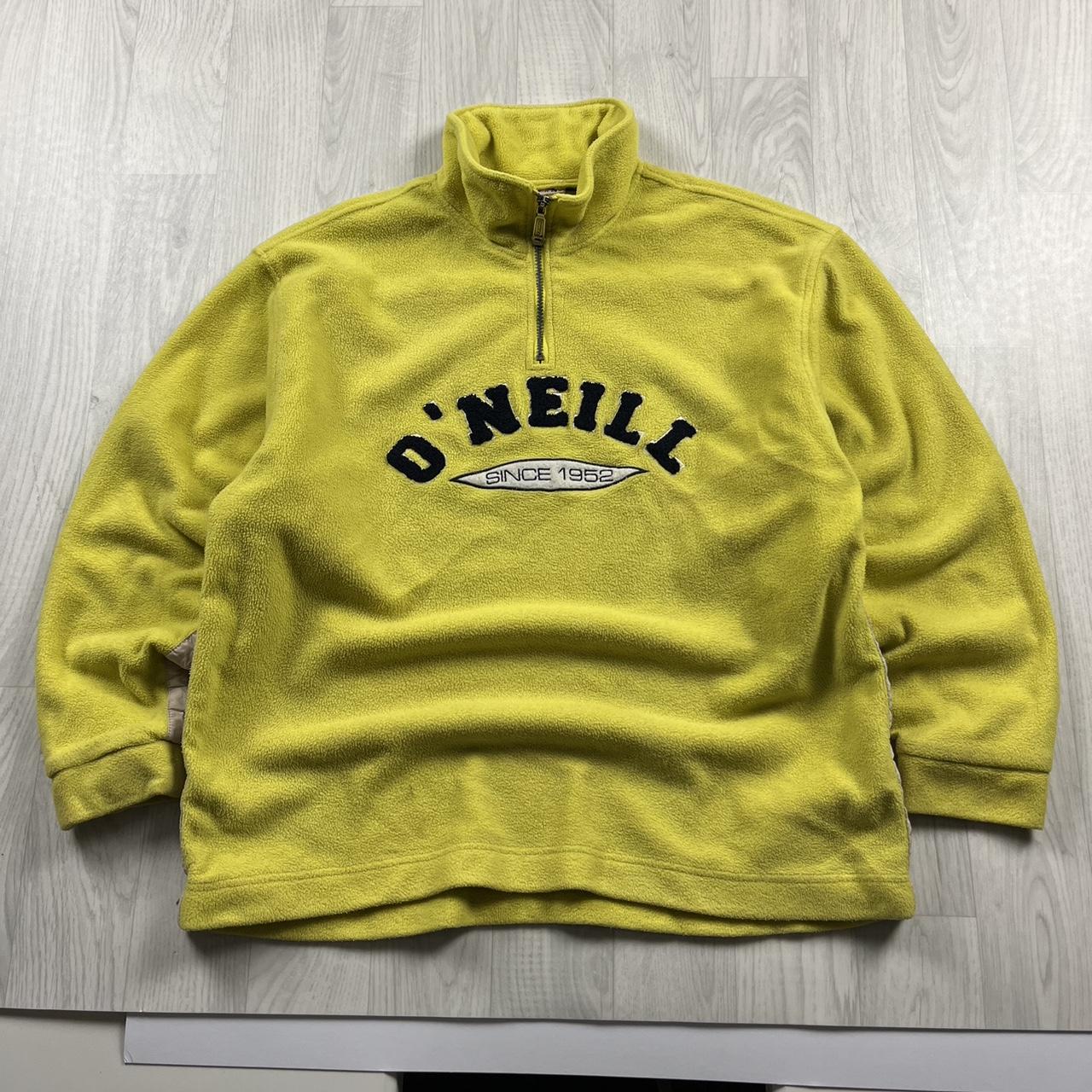 VINTAGE Y2K O’NEILL SPELL OUT QUARTER ZIP FLEECE SWEATSHIRT YELLOW