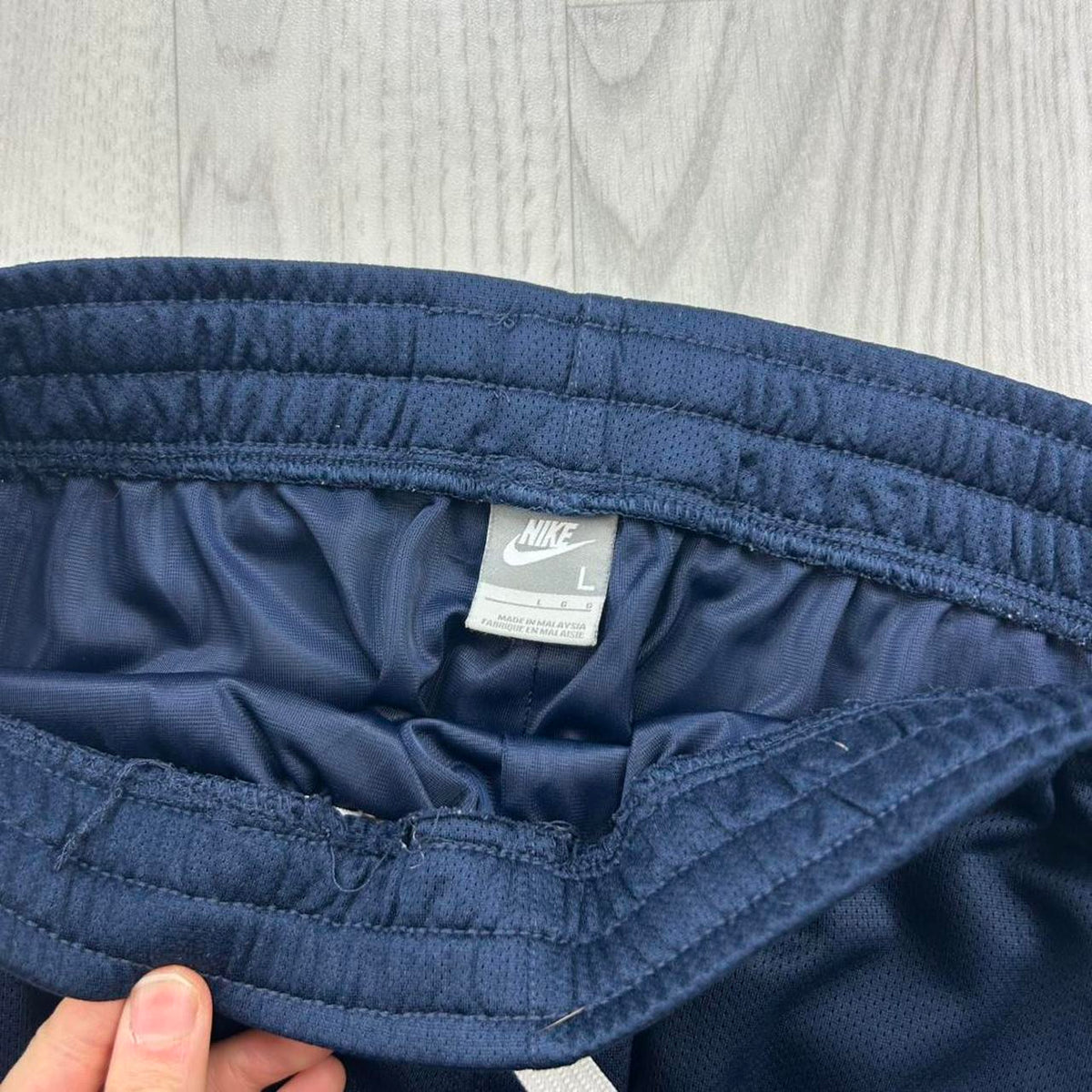 VINTAGE Y2K NIKE BAGGY SIDE STRIPE TRACKSUIT BOTTOMS NAVY