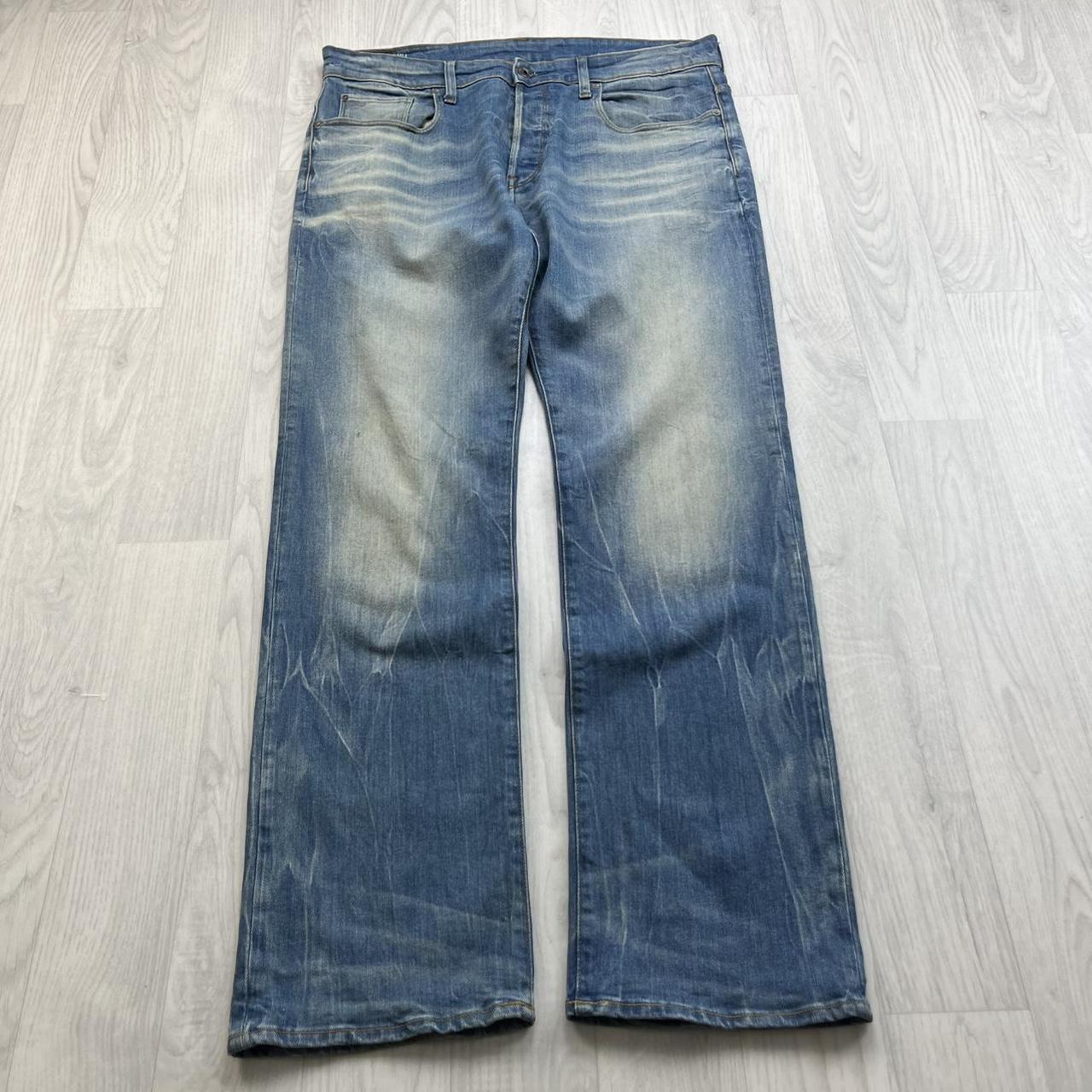 VINTAGE G STAR STRAIGHT LEG FADED JEANS BLUE