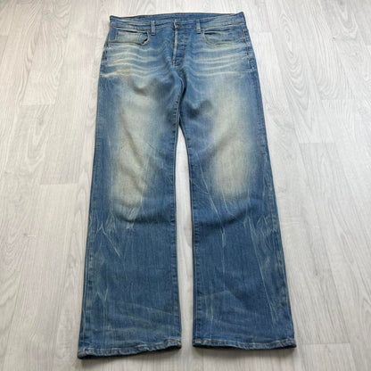 VINTAGE G STAR STRAIGHT LEG FADED JEANS BLUE