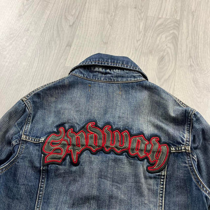 VINTAGE Y2K EMBROIDERED HIP HOP DENIM JACKET BLUE