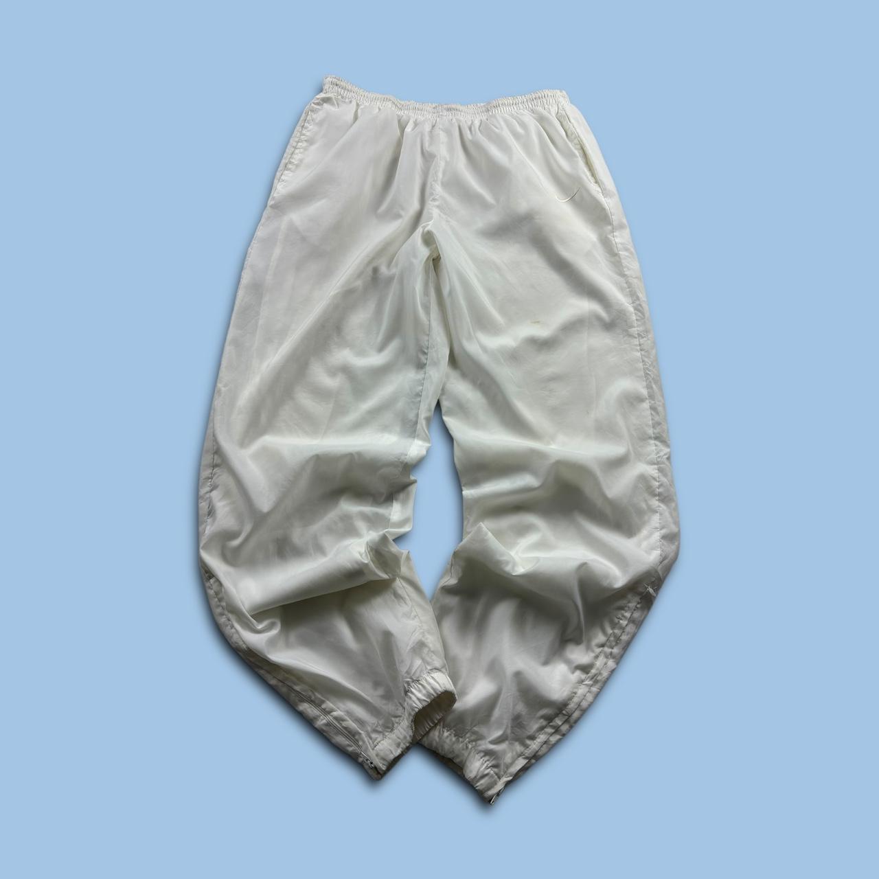 VINTAGE 90s NIKE BAGGY TRACKSUIT BOTTOMS WHITE