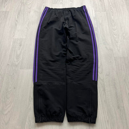VINTAGE Y2K ADIDAS BAGGY TRACKSUIT BOTTOMS BLACK / PURPLE