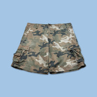 VINTAGE Y2K STEVE AND BARRYS BAGGY CAMO CARGO SHORTS KHAKI