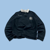 VINTAGE Y2K RALPH LAUREN 3 LONG SLEEVE RUGBY POLO SHIRT BLACK