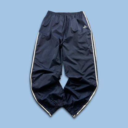 VINTAGE 90s ADIDAS BAGGY SHELL TRACKSUIT BOTTOMS NAVY
