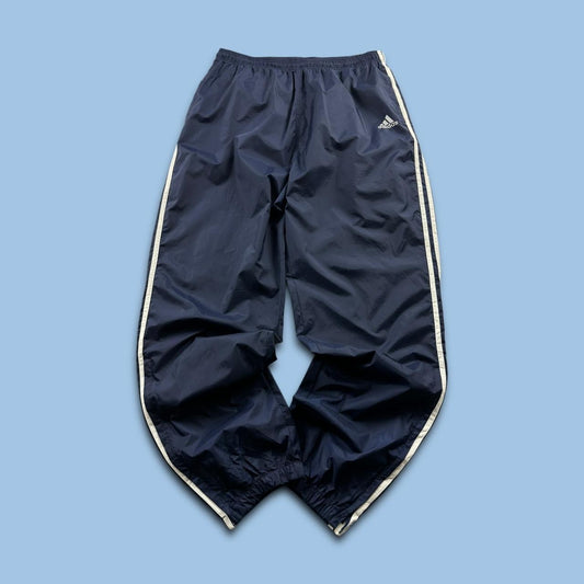 VINTAGE 90s ADIDAS BAGGY SHELL TRACKSUIT BOTTOMS NAVY
