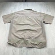 VINTAGE Y2K BENCH UTILITY SHORT SLEEVE BUTTON UP SHIRT BEIGE