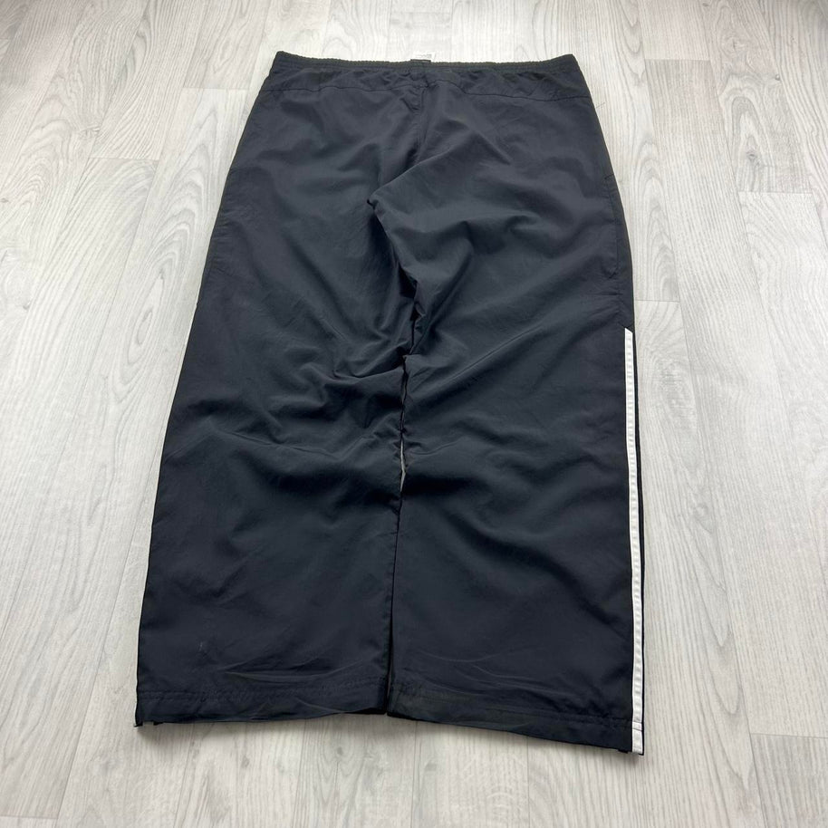 VINTAGE Y2K ADIDAS SIDE STRIPE BAGGY TRACKSUIT BOTTOMS BLACK