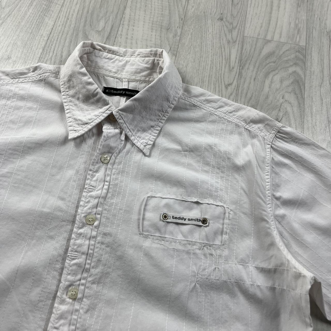 VINTAGE Y2K TEDDY SMITH SHORT SLEEVE SHIRT WHITE