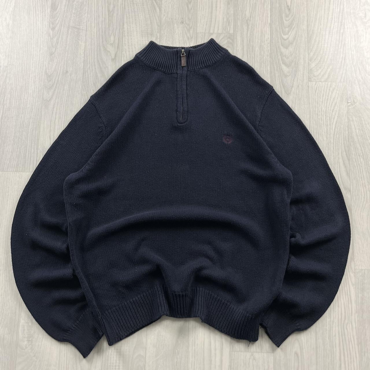 VINTAGE Y2K CHAPS CHUNKY QUARTER ZIP KNITTED JUMPER NAVY