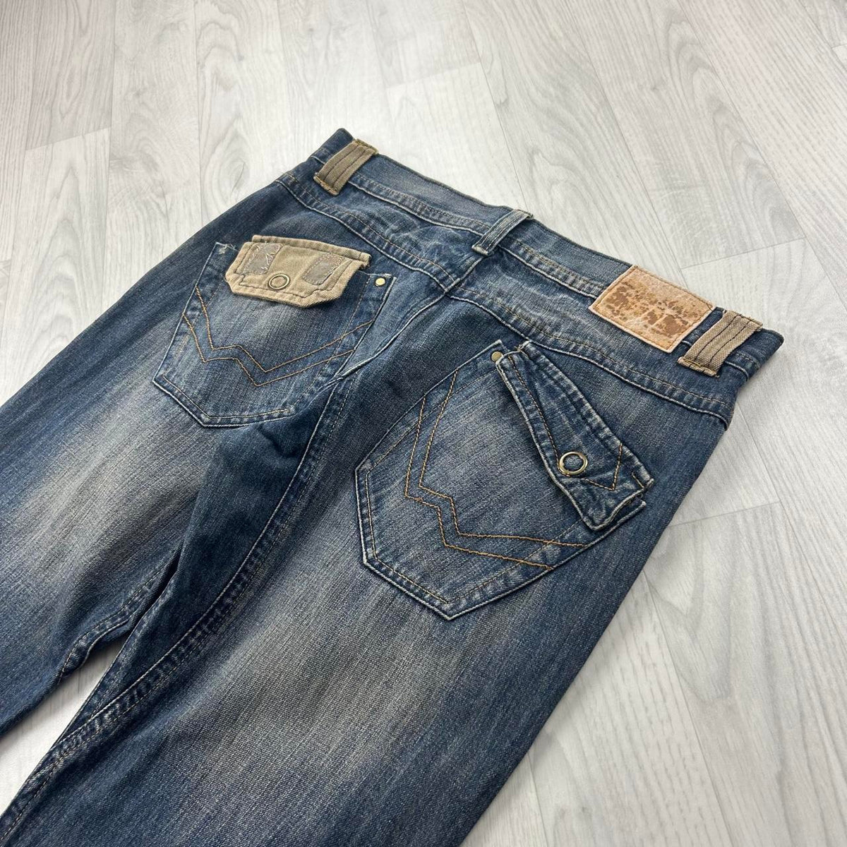 VINTAGE Y2K AMINGO BAGGY BOOTCUT JEANS NAVY BLUE