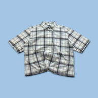 VINTAGE 00s NAUTICA CHECKERED CROPPED SHORT SLEEVE BUTTON UP SHIRT WHITE
