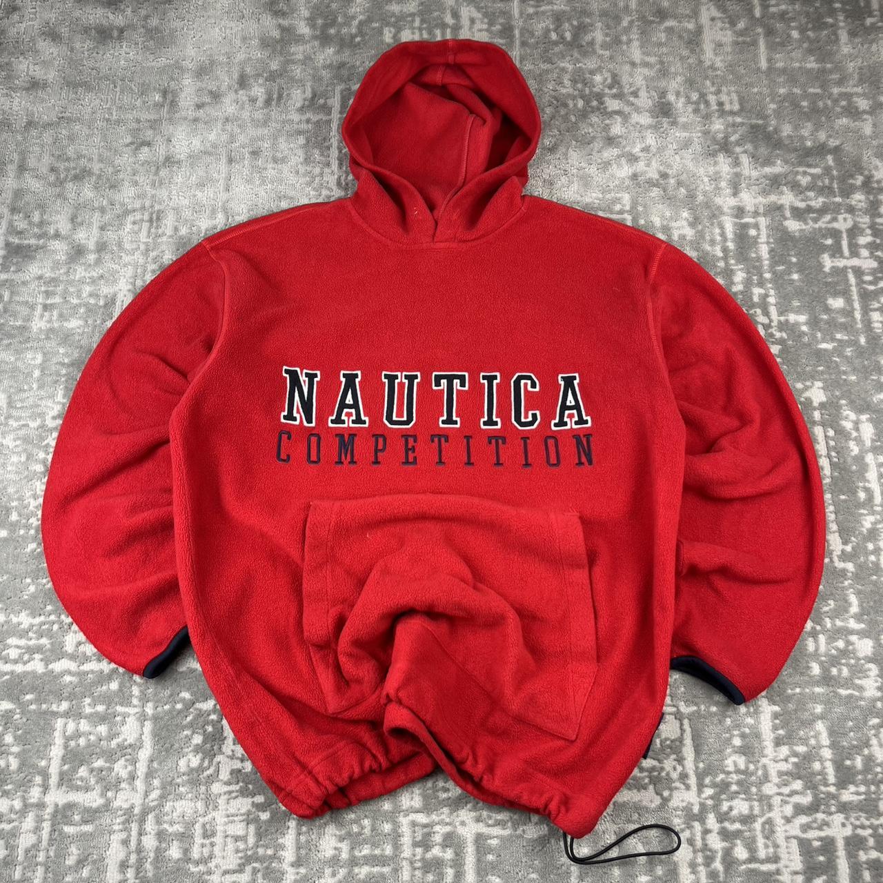 VINTAGE Y2K NAUTICA SPELL OUT FLEECE HOODIE RED