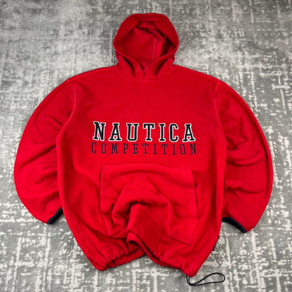 VINTAGE Y2K NAUTICA SPELL OUT FLEECE HOODIE RED