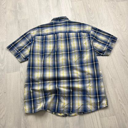 VINTAGE Y2K ECKO UNLTD PLAID SHORT SLEEVE BUTTON UP SHIRT BLUE / YELLOW
